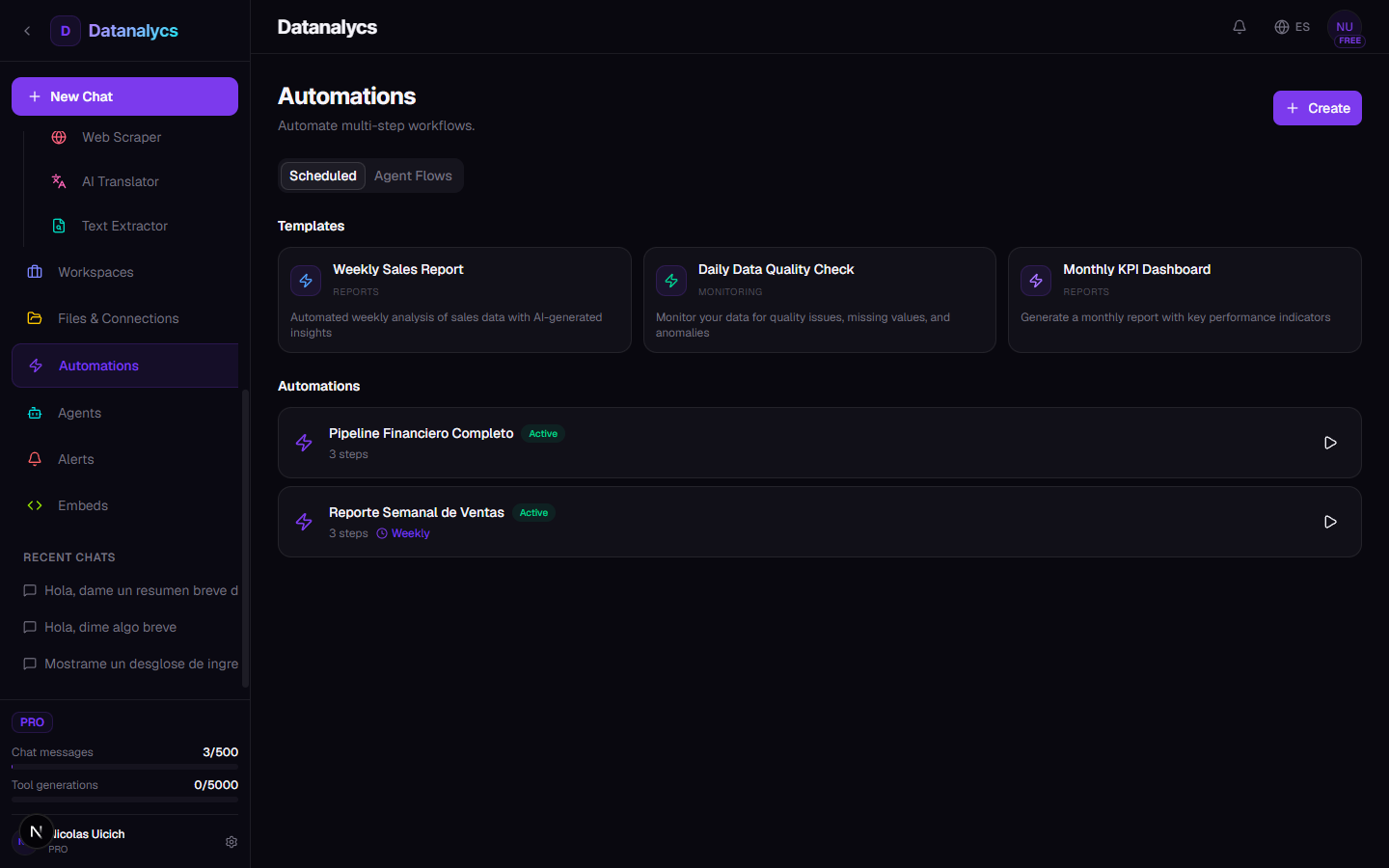 Captura del constructor de flujos