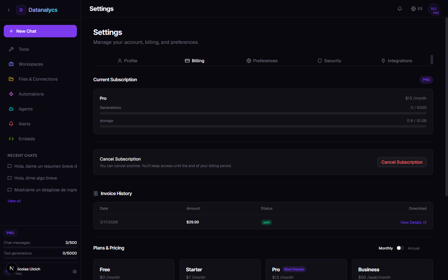 Captura de tabla comparativa de precios